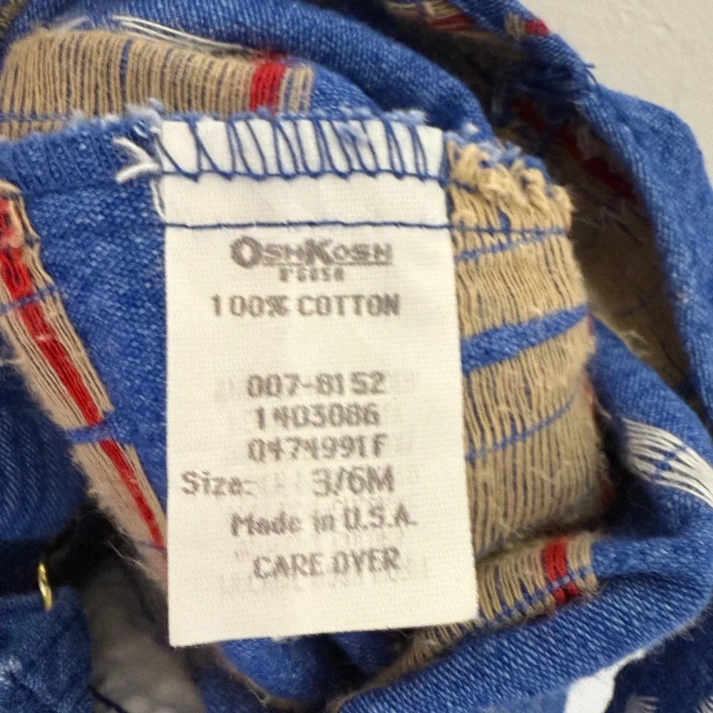 OSHKOSH Vestbak Vintage Embroidered Baseball Bats Ball Jean Overalls 3-6‎ Months